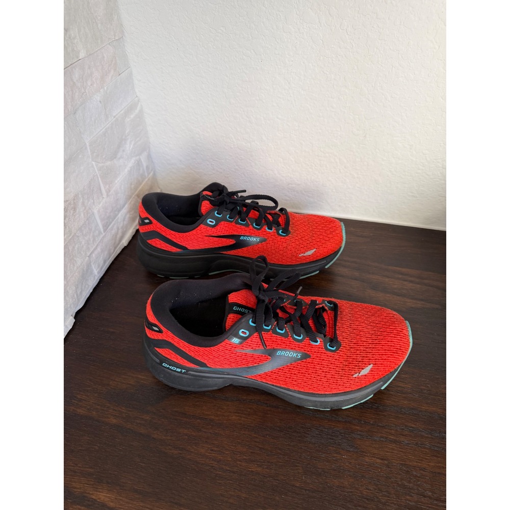 Brooks Ghost 15 Running Shoes Red Black Teal Womens 8